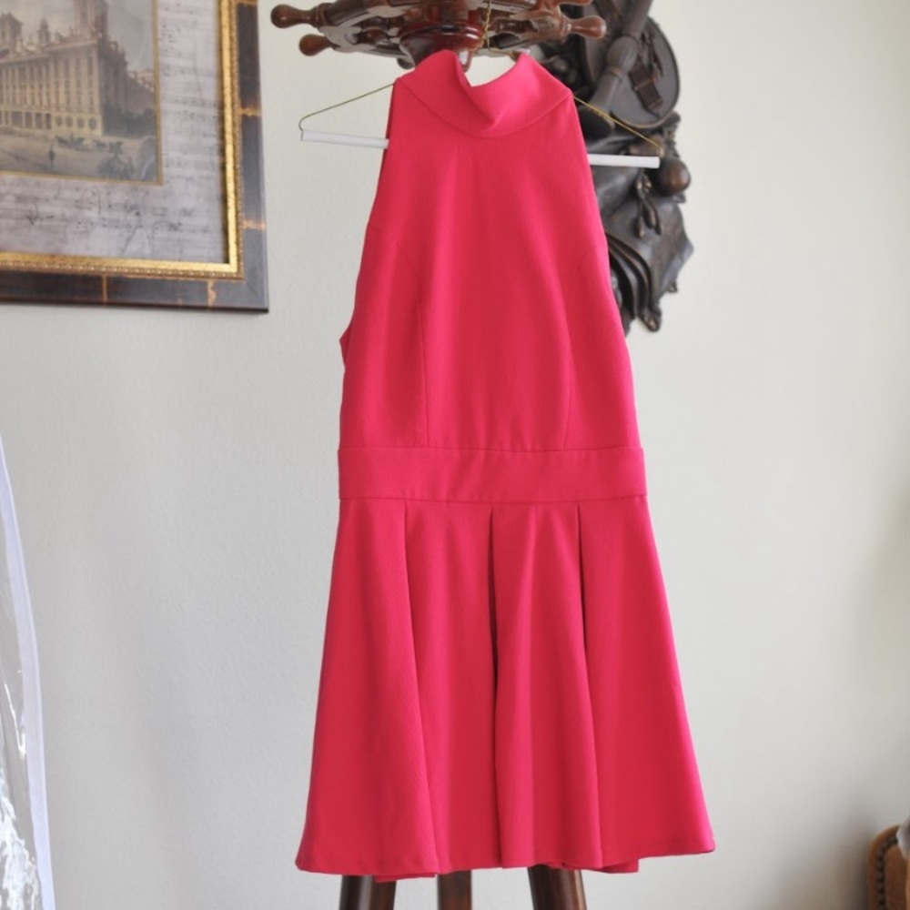 Neon pink halter top dress